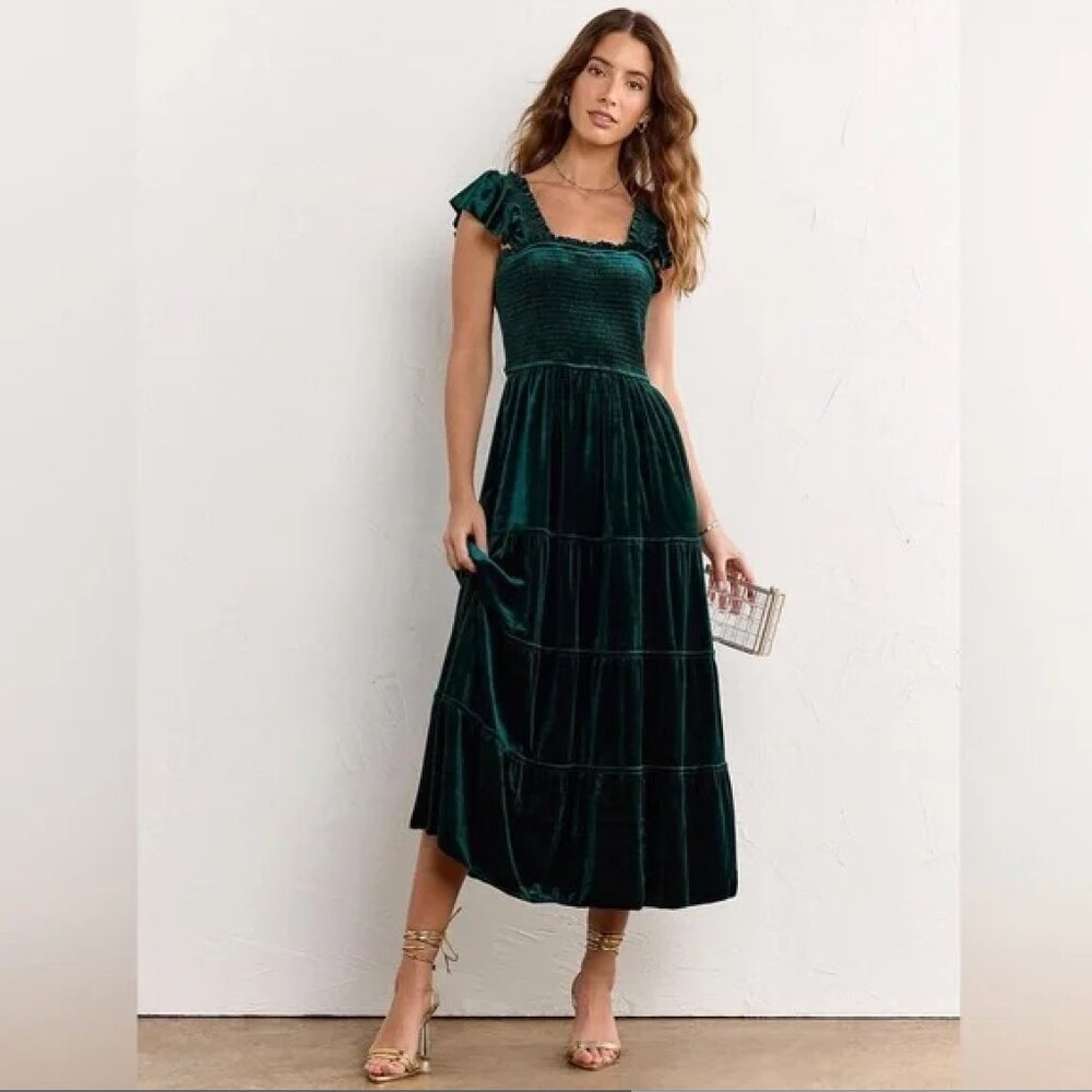 Hill House | Ellie Nap Dress | Emerald Green Velvet | Small